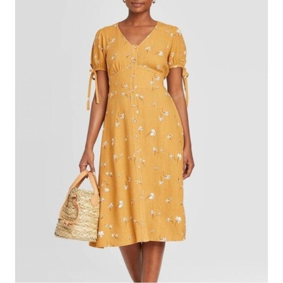 Universal Thread Dresses & Skirts - Universal Thread Mustard Yellow Floral Midi Dress